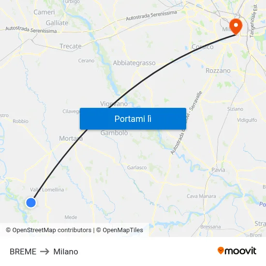 BREME to Milano map
