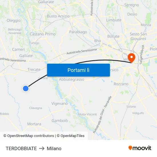 TERDOBBIATE to Milano map