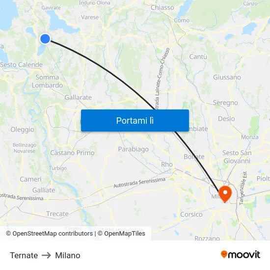 Ternate to Milano map