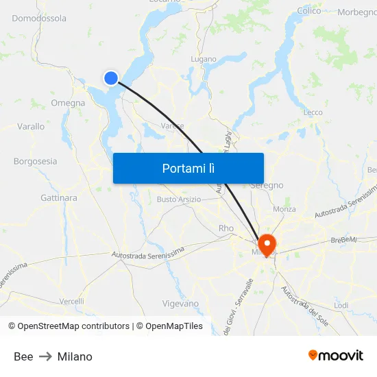 Bee to Milano map
