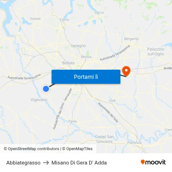 Abbiategrasso to Misano Di Gera D' Adda map