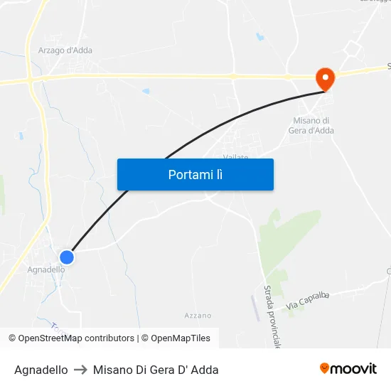 Agnadello to Misano Di Gera D' Adda map