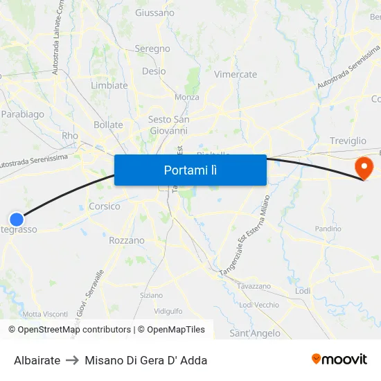 Albairate to Misano Di Gera D' Adda map