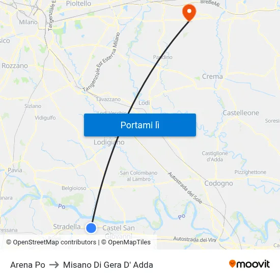 Arena Po to Misano Di Gera D' Adda map
