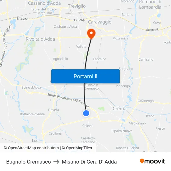 Bagnolo Cremasco to Misano Di Gera D' Adda map