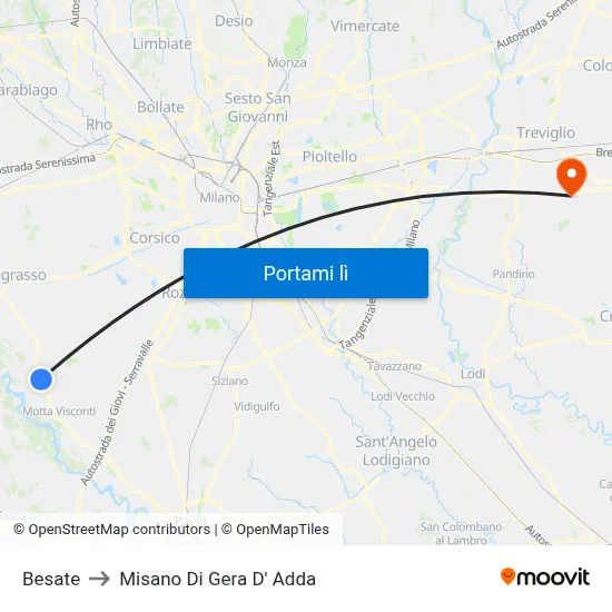 Besate to Misano Di Gera D' Adda map