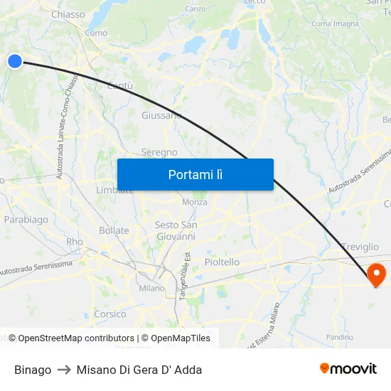 Binago to Misano Di Gera D' Adda map