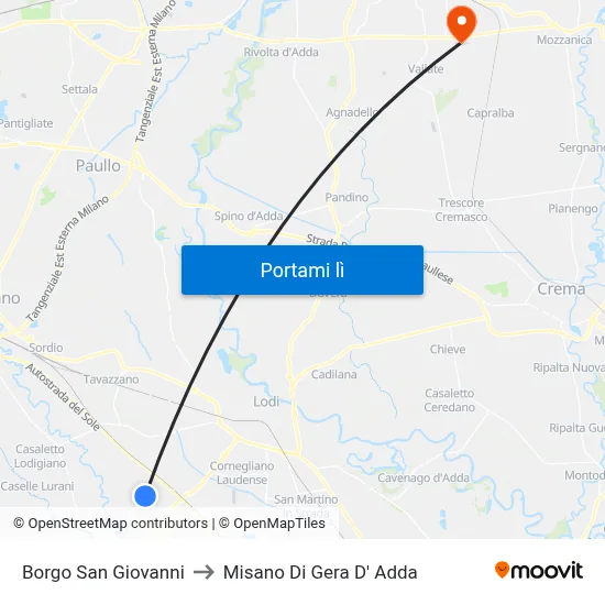 Borgo San Giovanni to Misano Di Gera D' Adda map