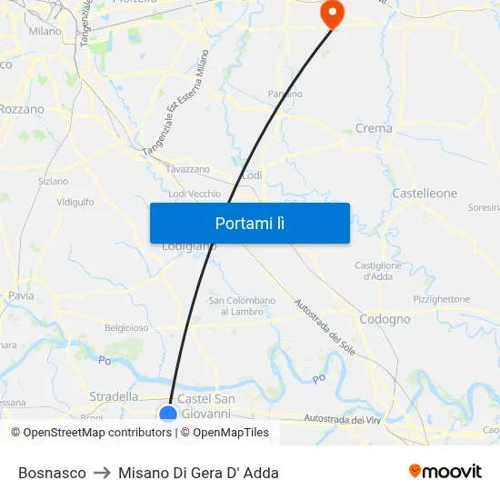 Bosnasco to Misano Di Gera D' Adda map