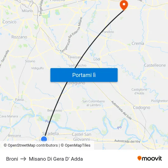 Broni to Misano Di Gera D' Adda map
