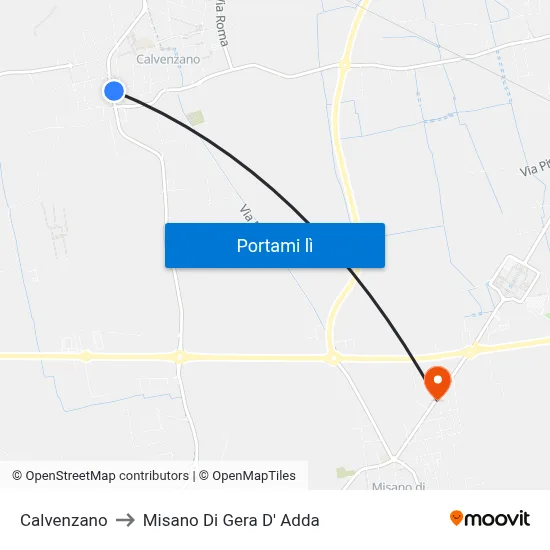 Calvenzano to Misano Di Gera D' Adda map
