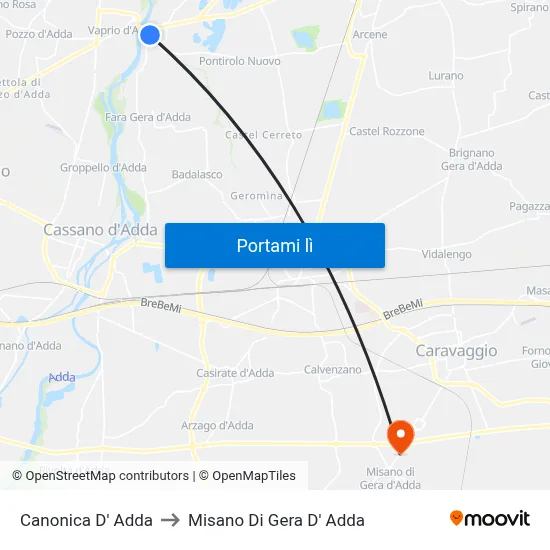 Canonica D' Adda to Misano Di Gera D' Adda map