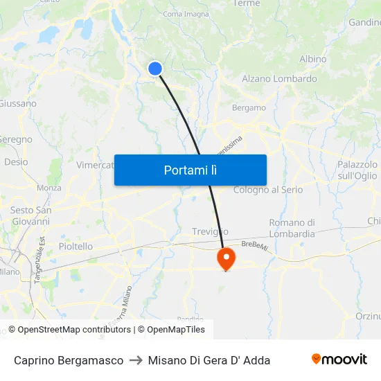 Caprino Bergamasco to Misano Di Gera D' Adda map