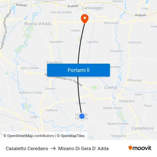 Casaletto Ceredano to Misano Di Gera D' Adda map