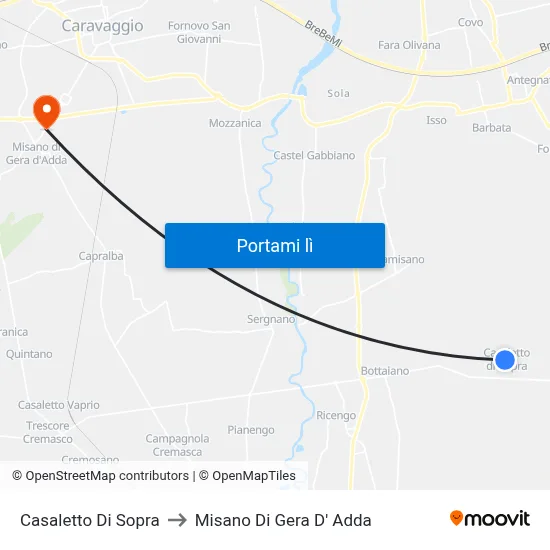 Casaletto Di Sopra to Misano Di Gera D' Adda map