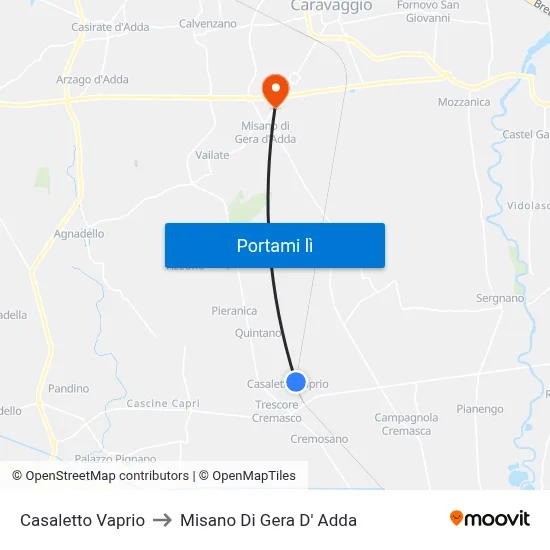 Casaletto Vaprio to Misano Di Gera D' Adda map