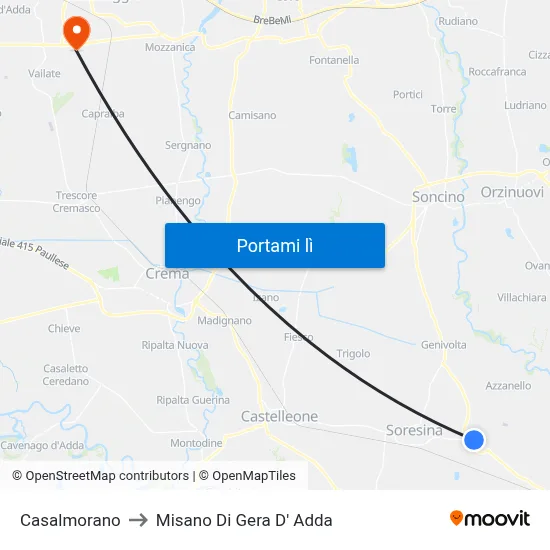 Casalmorano to Misano Di Gera D' Adda map