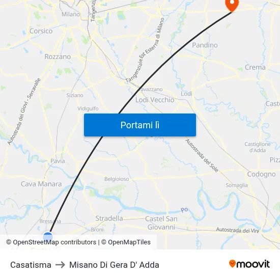 Casatisma to Misano Di Gera D' Adda map