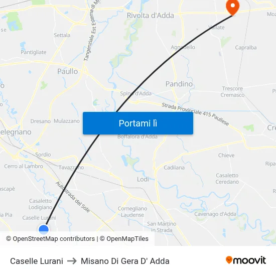 Caselle Lurani to Misano Di Gera D' Adda map