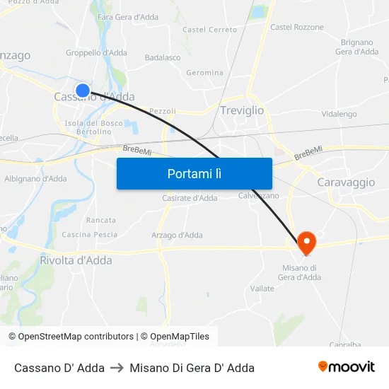 Cassano D' Adda to Misano Di Gera D' Adda map