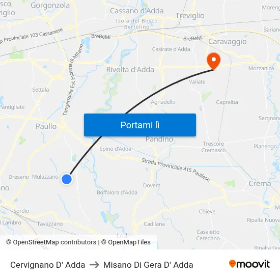 Cervignano D' Adda to Misano Di Gera D' Adda map
