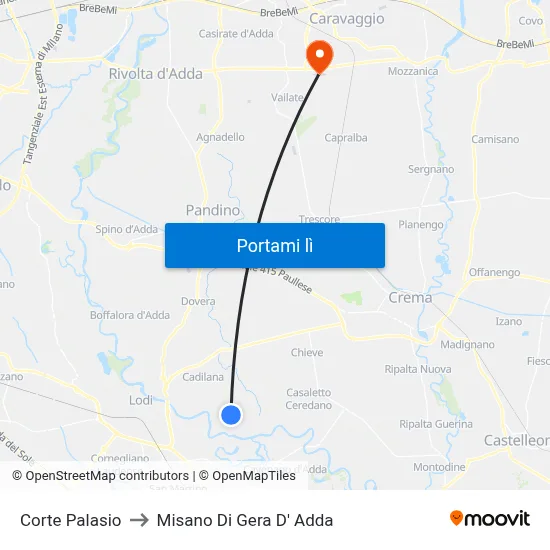 Corte Palasio to Misano Di Gera D' Adda map