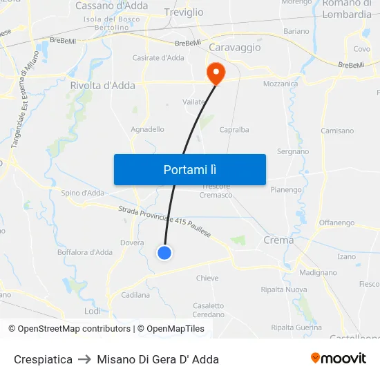 Crespiatica to Misano Di Gera D' Adda map