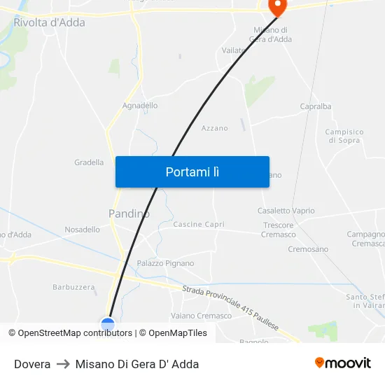 Dovera to Misano Di Gera D' Adda map