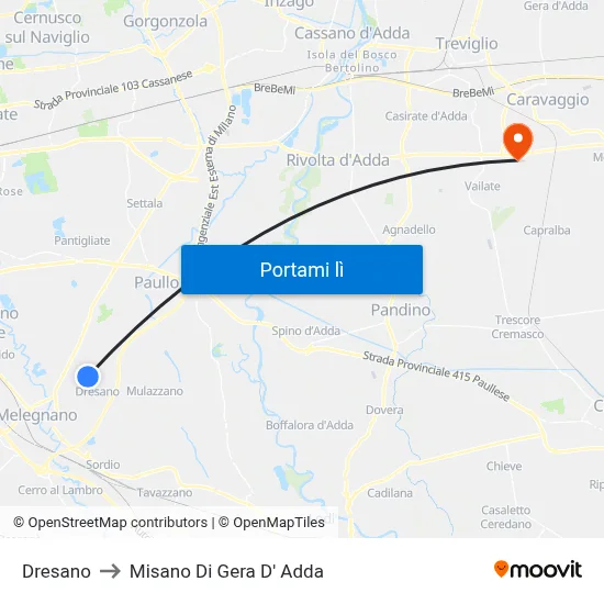 Dresano to Misano Di Gera D' Adda map