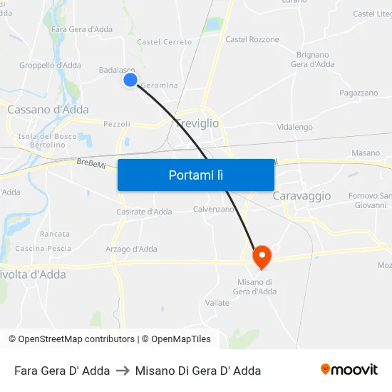 Fara Gera D' Adda to Misano Di Gera D' Adda map