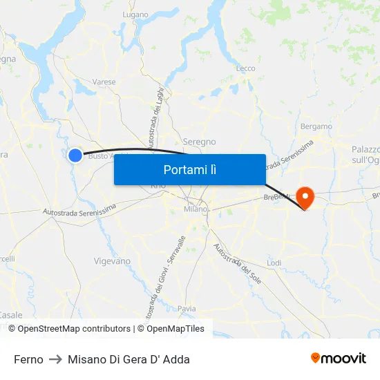Ferno to Misano Di Gera D' Adda map