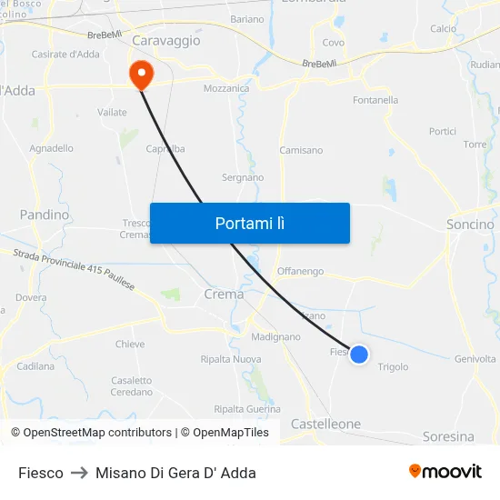 Fiesco to Misano Di Gera D' Adda map