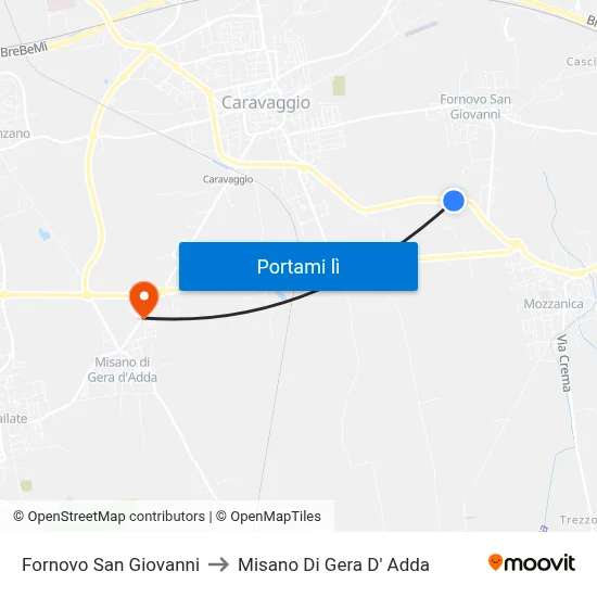 Fornovo San Giovanni to Misano Di Gera D' Adda map