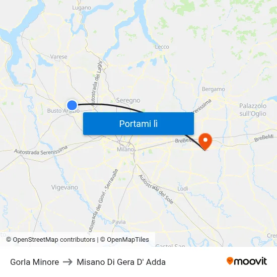 Gorla Minore to Misano Di Gera D' Adda map