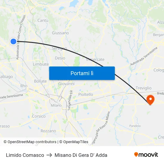 Limido Comasco to Misano Di Gera D' Adda map
