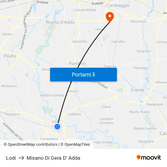 Lodi to Misano Di Gera D' Adda map