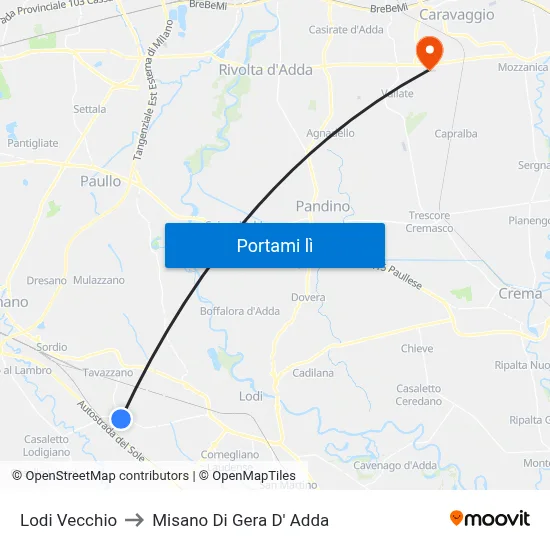 Lodi Vecchio to Misano Di Gera D' Adda map