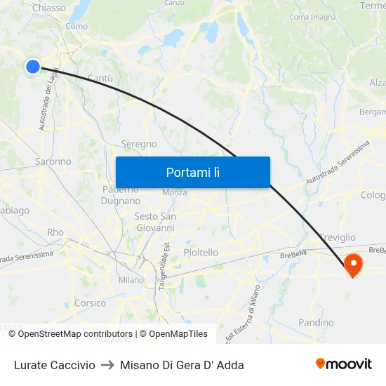 Lurate Caccivio to Misano Di Gera D' Adda map