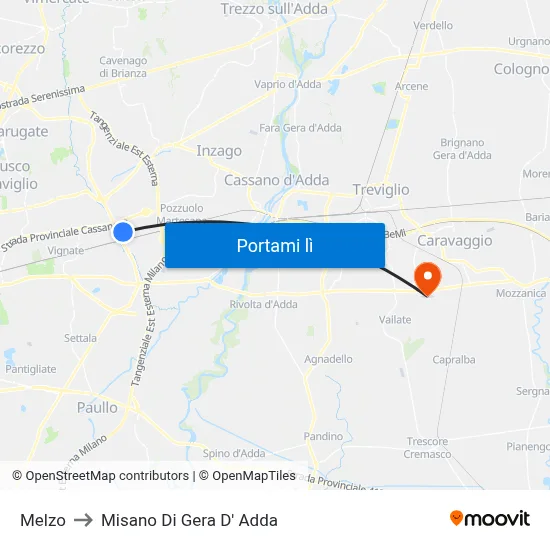 Melzo to Misano Di Gera D' Adda map