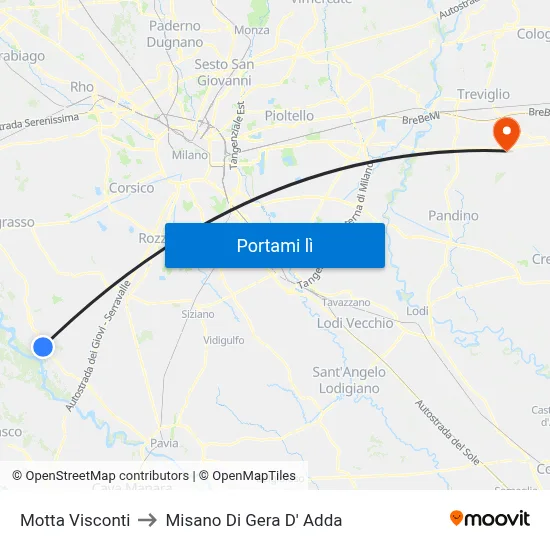 Motta Visconti to Misano Di Gera D' Adda map
