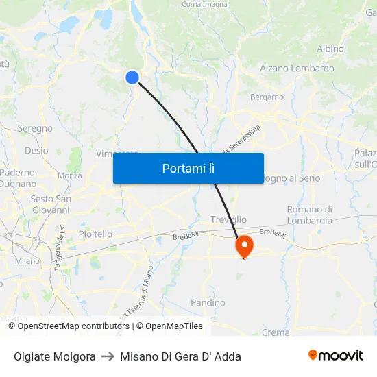 Olgiate Molgora to Misano Di Gera D' Adda map