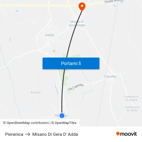 Pieranica to Misano Di Gera D' Adda map