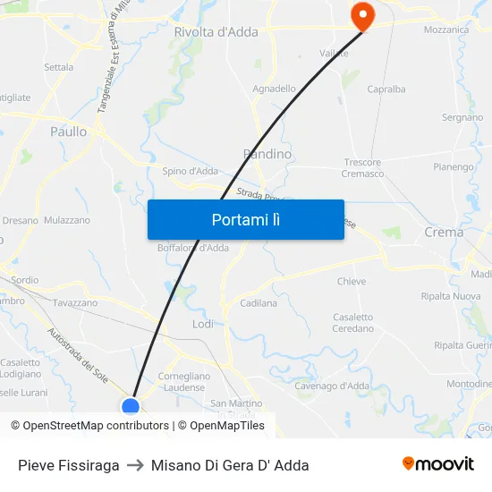 Pieve Fissiraga to Misano Di Gera D' Adda map