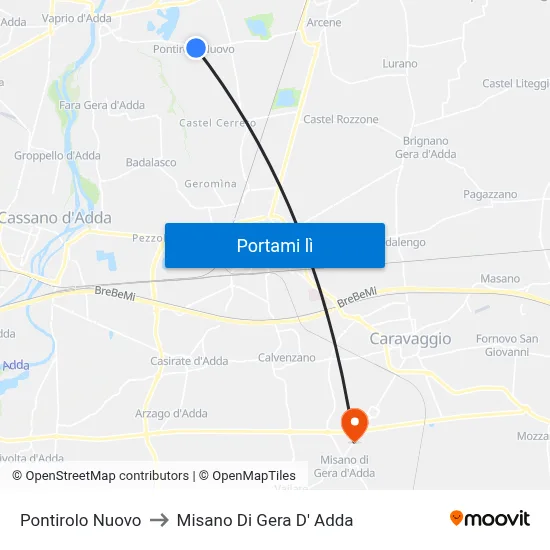 Pontirolo Nuovo to Misano Di Gera D' Adda map