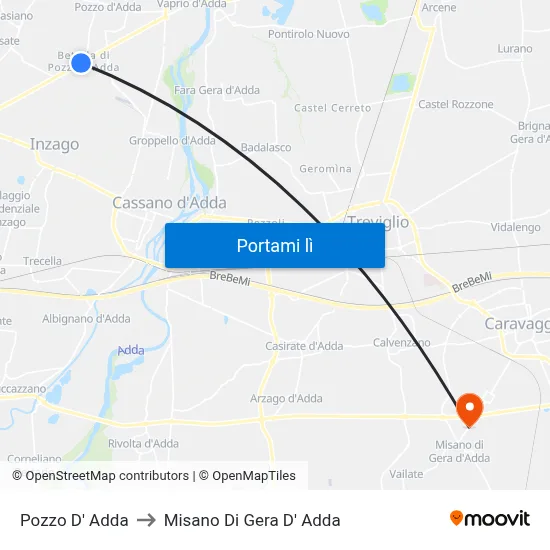 Pozzo D' Adda to Misano Di Gera D' Adda map