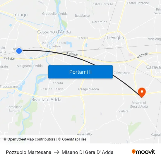 Pozzuolo Martesana to Misano Di Gera D' Adda map