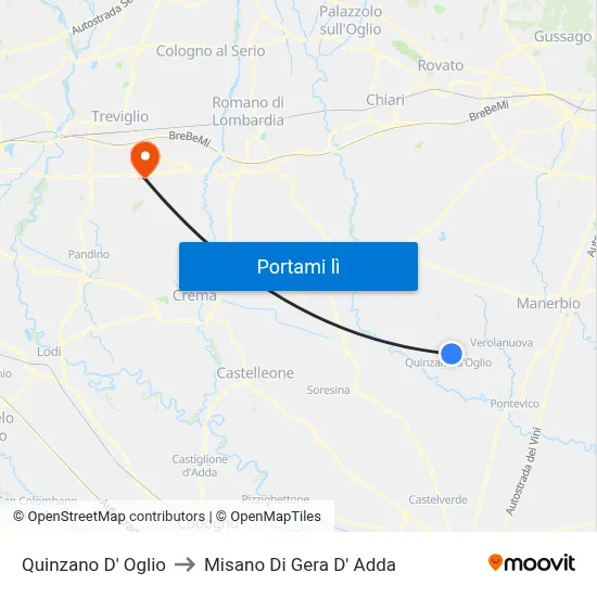 Quinzano D' Oglio to Misano Di Gera D' Adda map