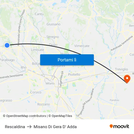 Rescaldina to Misano Di Gera D' Adda map