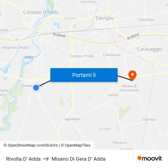 Rivolta D' Adda to Misano Di Gera D' Adda map