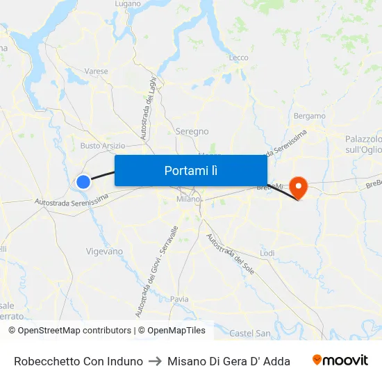 Robecchetto Con Induno to Misano Di Gera D' Adda map